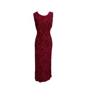Vintage Norton Mcnaughton Red Black Maxi Dress Fairy Cottagecore Beach Coastal L